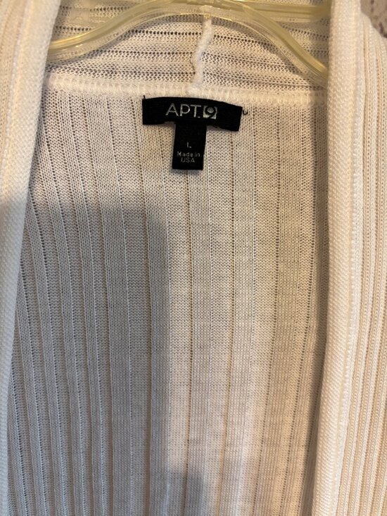 Apt 9 White Ribbed Lightweight Cardigan Sweater Casual Spring & Summer  Large - Picture 3 of 4